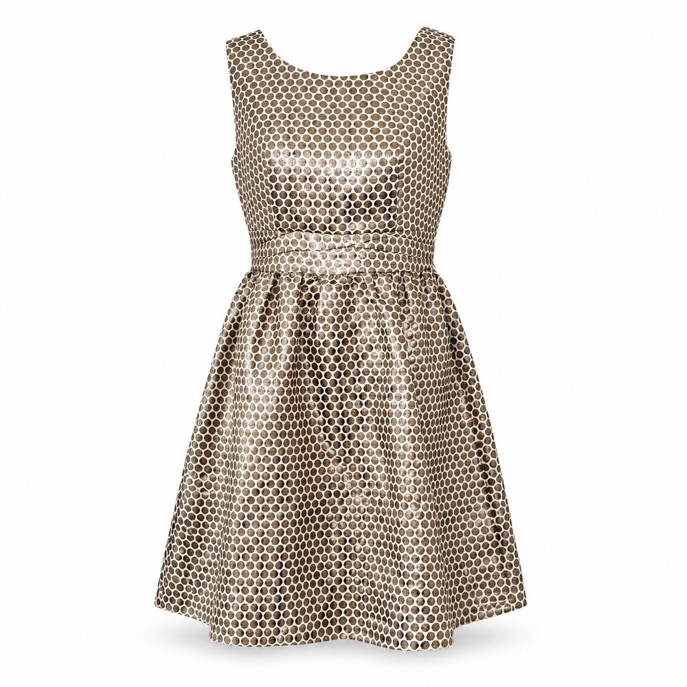 NWT Esley Anthologie Gold Dot Fit Flare Dress Sleeveless Cocktail Coquette Sz S - Picture 9 of 14